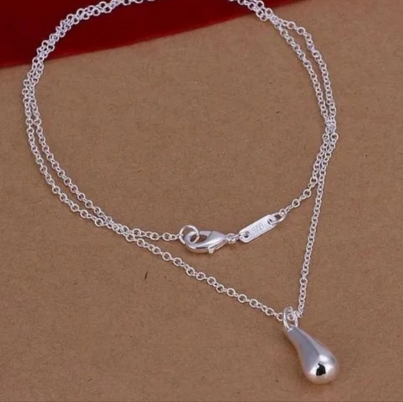 925 Sterling Silver Waterdrop Jewelry Set Bracelet Necklace Earrings Ring - Picture 5 of 16